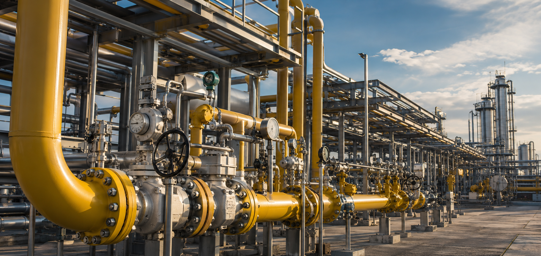 Gas process piping and valves